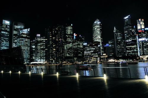Pastatai, Panorama, Dangoraižiai, Miestas, Centro, Miesto, Miesto Panorama, Naktis, Twilight, Vakaras, Singapūras, Žibintai, Didmiestis, Metropolis
