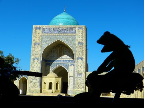 Bukhara, Mečetė, Kalono Mečetė Islamas, Kupolas, Pastatas, Architektūra, Maldos Namai, Mozaika, Uzbekistanas, Kermit, Varlių Siluetas