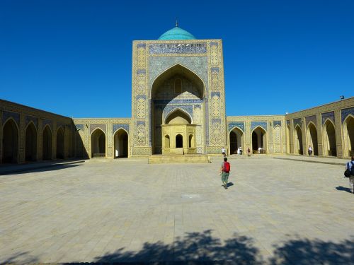 Bukhara, Mečetė, Kalono Mečetė Islamas, Kiemas, Kupolas, Pastatas, Architektūra, Maldos Namai, Mozaika, Uzbekistanas, Didelis, Lankytinos Vietos, Turkis