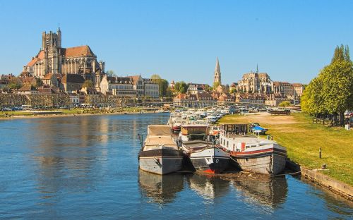 Burgundija, Auxerre, Panorama, Miestas, Uostas, Yonne, Panoraminiai Vaizdai, Paminklai, Miesto