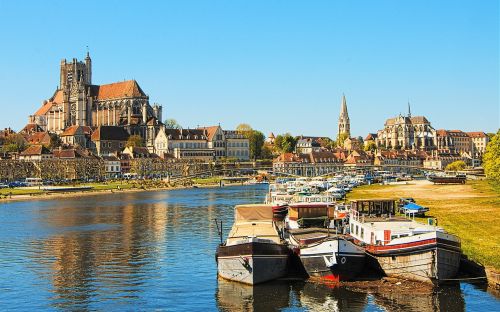 Burgundija, Auxerre, Panorama, Miestas, Uostas, Yonne, Panoraminiai Vaizdai, Paminklai, Miesto