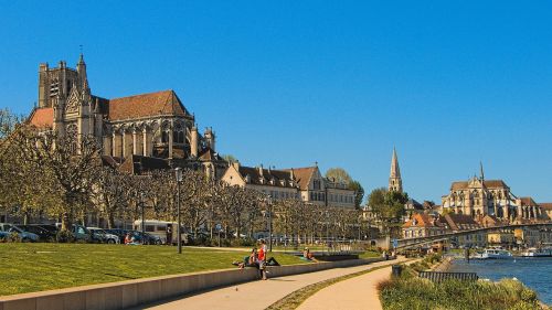 Burgundija, Auxerre, Panorama, Miestas, Promenada, Prieplauka, Yonne, Panoraminiai Vaizdai, Paminklai, Miesto
