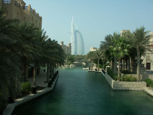 Burj Al Arab, Dubai, Viešbutis, Pastatas, Architektūra, Uae, U E E, Vanduo, Palmės