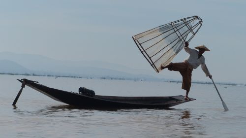 Burma, Ežero Inle, Žvejys, Mianmaras, Ežeras, Valtis