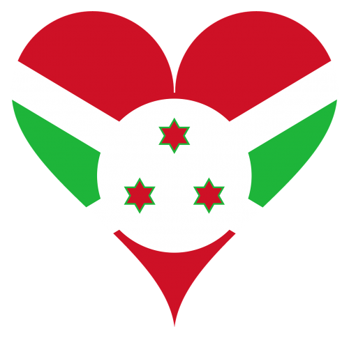 Burundis, Rytų Afrika, Trys, Žvaigždė, Meilė, Širdis, Širdies Formos, Vėliava
