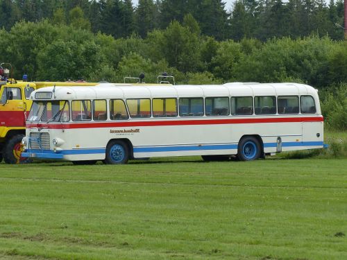Autobusas, Senas, Automobilių Šou, Falköping, Spalvos, Žolė, Krūmai