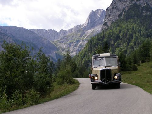 Autobusas, Karwendel, Kelias, Kalnai, Alpių, Tyrol, Austria