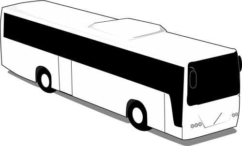 Autobusas, Balta, Juoda, Kelionė, Kelias, Gabenimas, Treneris, Kelionė, Transporto Priemonė, Volvo, Nemokama Vektorinė Grafika