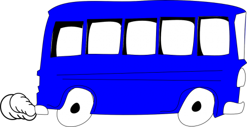 Autobusas, Greitai, Išmetamosios Dujos, Mėlynas, Mokykla, Britanija, Nemokama Vektorinė Grafika