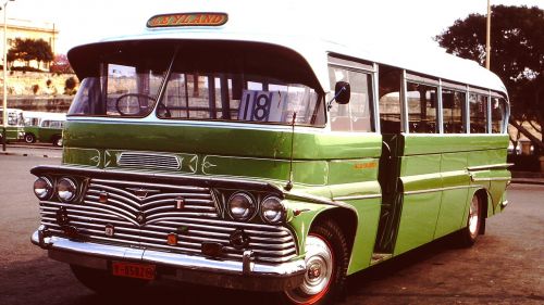 Autobusas, Oldtimer, Transporto Priemonė, Chromas, Žalias, Retro, Vintage, Grunge, Malta