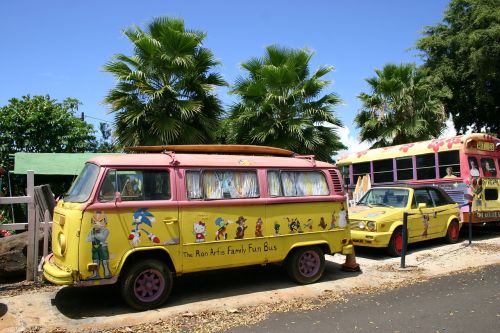 Autobusas, Hawaii, Pop, Menas, Dažytos, Vw, Volkswagen