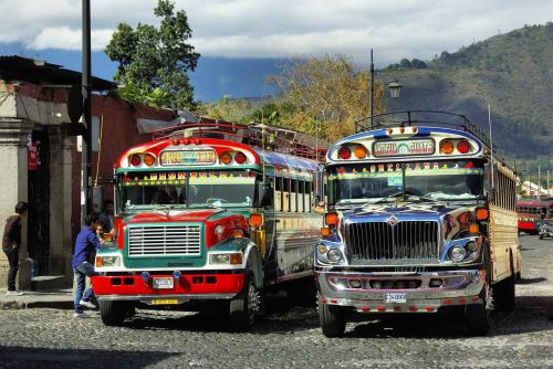 Autobusas, Autobusų Stotis, Automobilis, Antigua, Gvatemala