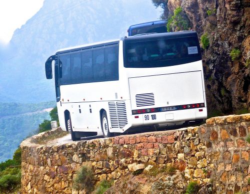 Autobusas, Uolos, Siaura, Korsika, Kraštas, Pavojingas