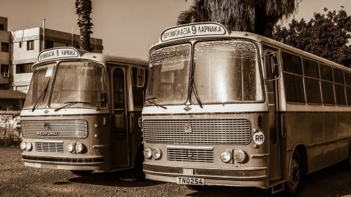 Autobusai, Senas, Vintage, Miestas, Transporto Priemonė, Automobilis, Miesto, Larnaka, Kipras
