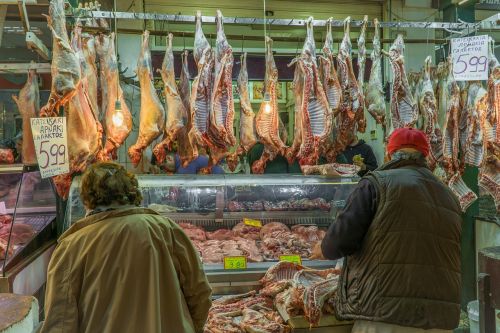 Mėsininkas, Klientai, Ožkų Mėsa, Turgus, Rinkos Salė, Mėsos Rinka