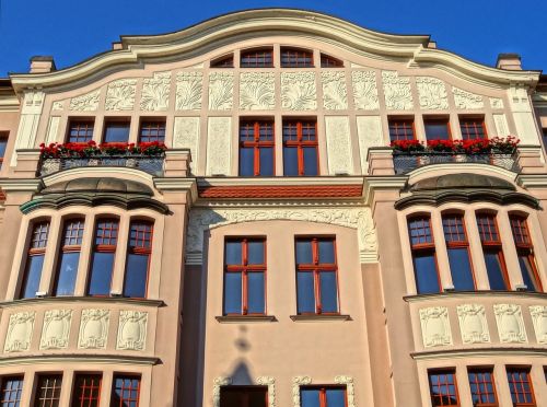 Bydgoszcz, Langai, Architektūra, Fasadas, Namas, Lenkija, Pastatas, Art Nouveau