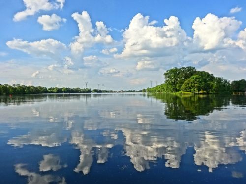 Bydgoszczy, Ežeras, Vanduo, Upė, Lenkija, Atspindys, Cloudscape, Vasara