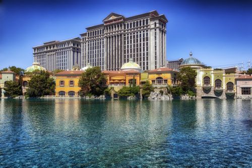 Caesarų Rūmai, Las Vegasas, Nevada, Viešbutis, Miestas, Miestai, Architektūra, Azartiniai Lošimai, Ežeras, Tvenkinys, Vanduo, Apmąstymai