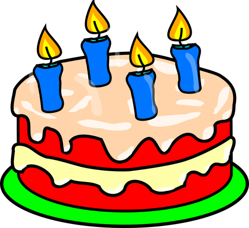 Tortas, Žvakės, Apledėjimas, Rožinis, Skanus, Gimtadienis, Keturi, Nemokama Vektorinė Grafika