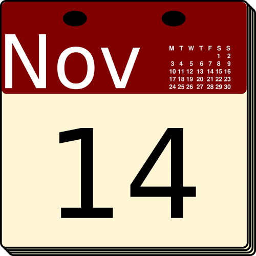 Kalendorius, Lapkritis, Data, Diena, Stalviršis, 14, Nemokama Vektorinė Grafika