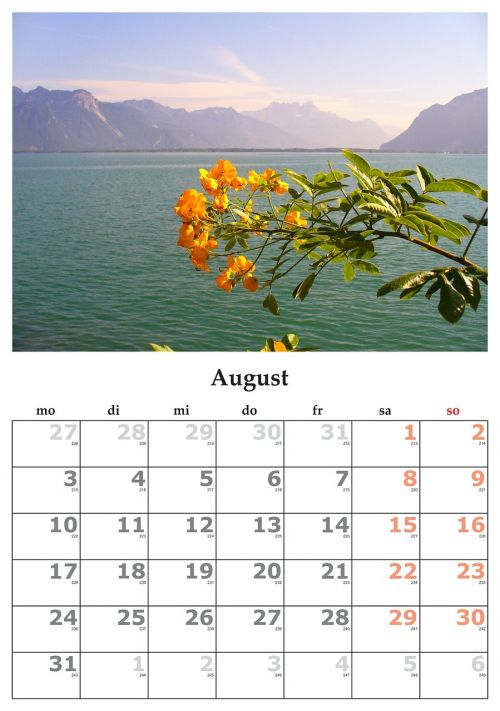Kalendorius, Mėnuo, Rugpjūtis, 2015 M. Rugpjūčio Mėn .
