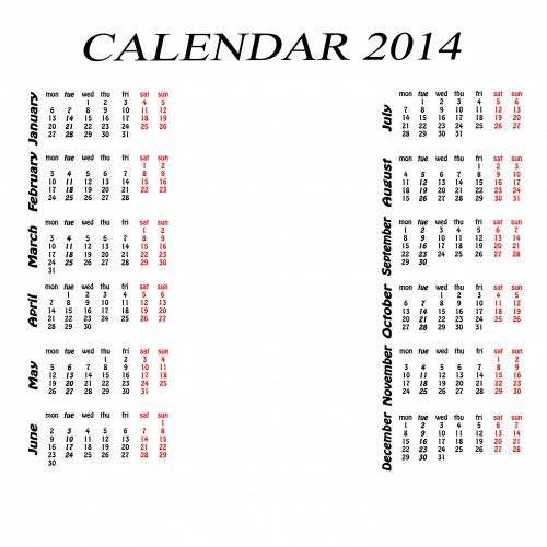 Kalendorius & Nbsp,  2014,  Balta,  Juoda,  2014 M. Kalendorius