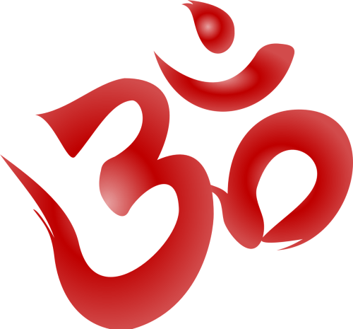 Kaligrafija,  Aum,  Om,  Hindu,  Simbolis,  Raudona,  Devanagari,  Nemokama Vektorinė Grafika