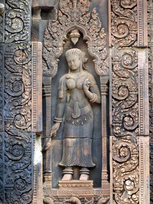 Angkor, Šventykla, Banteay Srei, Šventyklos Moterys, Statulos, Šokėja, Palengvėjimas, Archeologija