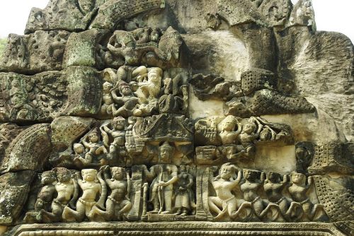 Kambodža, Angkor, Šventykla, Bayon, Sugadinti, Bareljefas, Archeologija, Religija, Statulos