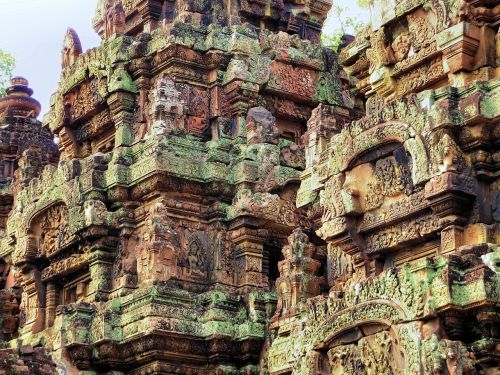 Kambodža, Angkor, Šventykla, Bantay Krei, Sugadinti, Bareljefas, Religija, Skulptūra, Architektūra, Khmer, Archeologija