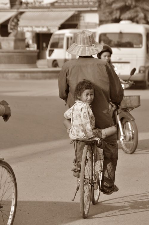 Kambodža, Mergaitė, Vaikas, Dviratis