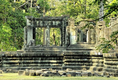 Kambodža, Angkor, Šventykla, Bantaey Srei, Khmer, Griuvėsiai, Archeologija, Statulos, Sugadinti, Religija