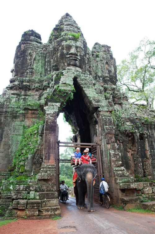 Kambodža, Siem Grižti, Angkor Tomas, Bajono Šventykla, Kelionė, Dramblys, Turistinis