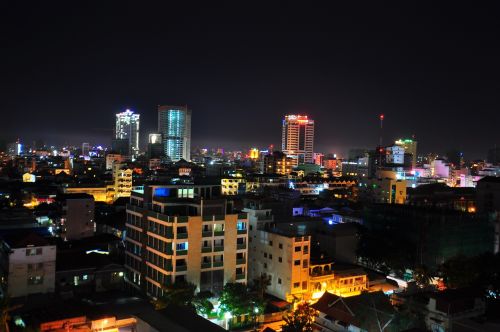 Kambodža, Miestas, Asija, Penh, Phnom, Vakaras, Dangus, Architektūra