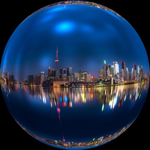 Kanada, Toronto, Naktis, Rutulys, Muilo Burbulas, Apie, Turizmas, Ontarijas, Atspindys, Dangoraižis, Panorama