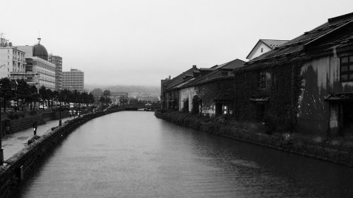Otaku, Japonija, Kelionė, Upė, Kanalas, Juoda Ir Balta, Fotografija, Miesto