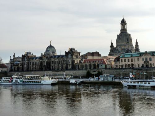 Canalettoblick Dresden, Elbe, Frauenkirche, Miestas, Irklo Garlaivis, Vokietija, Senamiestis