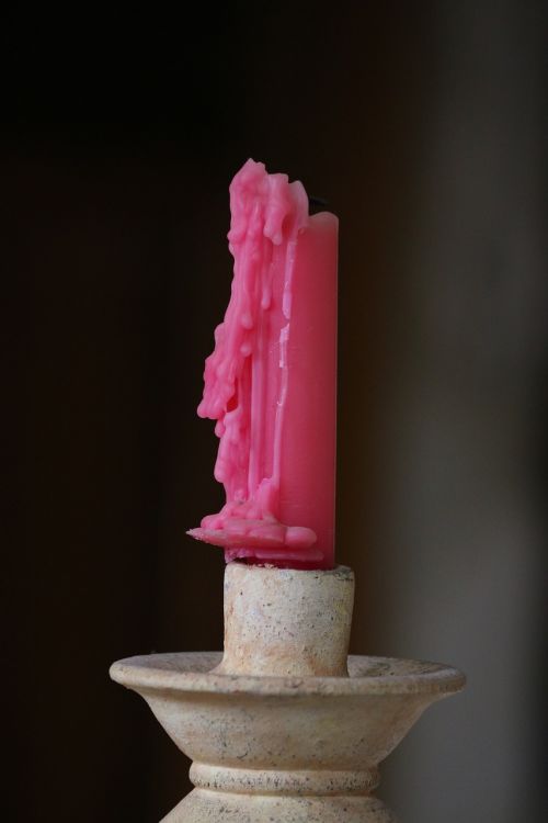 Žvakė, Išlydyta Žvakė, Vaškas, Rožinis, Apdaila