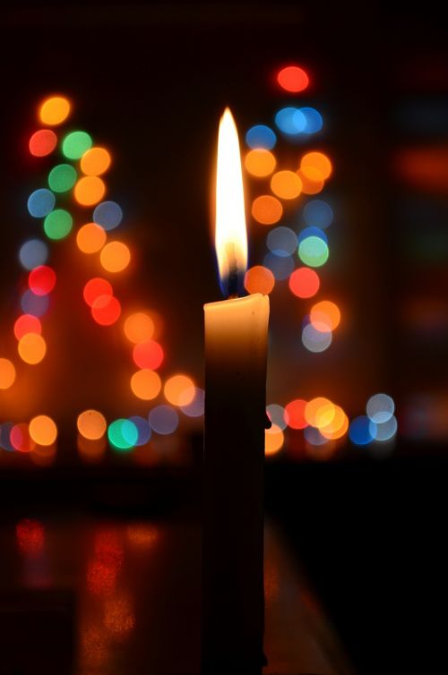 Žvakė, Bokeh, Kalėdos, Žibintai, Mėlynas, Vaškinė Žvakė, Žvakių Šviesa