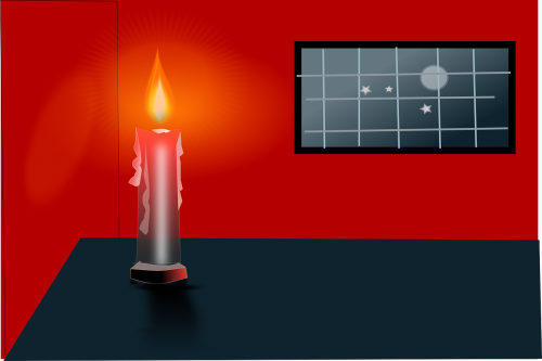 Žvakė, Stalas, Kambarys, Apšviestas, Vienatvė, Atsipalaidavimas, Nemokama Vektorinė Grafika