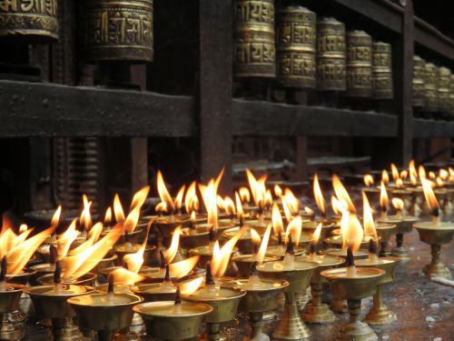 Žvakės, Siūlyti, Šventykla, Religinis, Tradicinis, Asija, Buda, Malda, Budizmas, Nepalas, Katmandu, Auksinis, Melstis