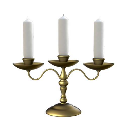 Žvakidė Trims Žvakėms,  Skaidrus Fonas,  Golden Žvakidė,  Liustra,  Žvakidė,  Nemokama Iliustracijos