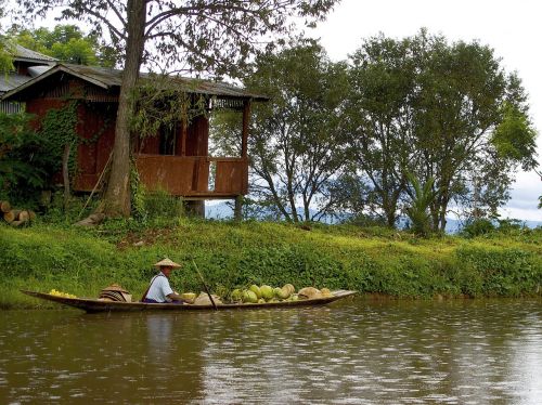 Kanoją, Burma, Ežeras, Inle, Vanduo