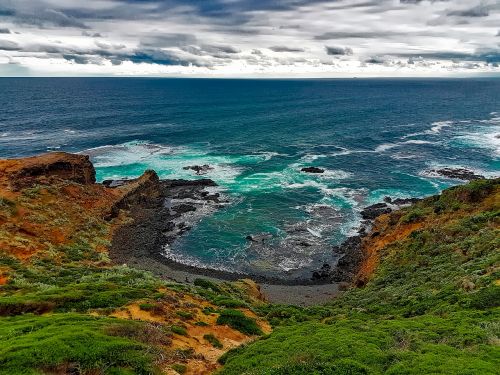 Cape Schanck, Australia, Cove, Jūra, Vandenynas, Bangos, Saulėlydis, Dangus, Debesys, Uolos, Kraštovaizdis, Vaizdingas, Gamta, Lauke, Augalai, Kaimas, Kaimas, Hdr, Horizontas, Pajūryje