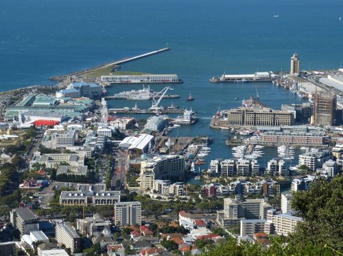 Cape Town, Pietų Afrika, Tolimas Vaizdas, Perspektyva, Miestas, Panorama, Vandenynas, Jūra, Uostas, Turizmas, Laivas, Valtys, Jachta