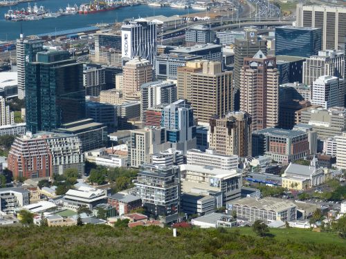 Cape Town, Pietų Afrika, Tolimas Vaizdas, Perspektyva, Miestas, Panorama, Panorama, Vandenynas, Jūra, Uostas, Miesto Centras, Dangoraižis, Dangoraižiai, Architektūra, Pastatas