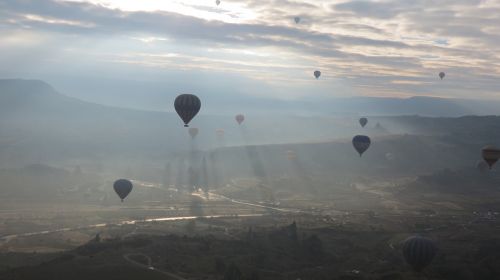 Cappadocia, Turkija, Skrydis Karšto Oro Balionu, Dangus, Gorema, Saulėtekis