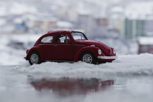 Automobilis, Transporto Priemonė, Žaislas, Sniegas, Žiema, Atspindys