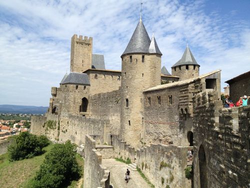 Carcassonne, Viduramžių, Pilis, Miestas, Viduramžių Pilis, Akmeninė Siena