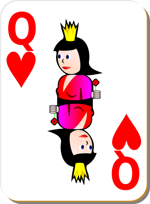 Kortelės, Karalienė, Žaidimo Korta, Širdis, Raudona, Nemokama Vektorinė Grafika